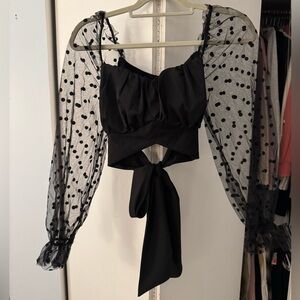 SHEIN shear polka dot sleeve crop top